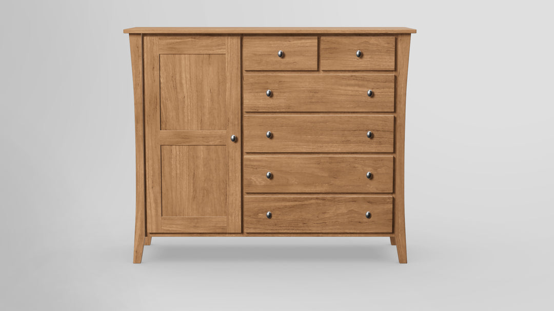 Forest Green 6 Drawer Chest Combo Left Wardrobe