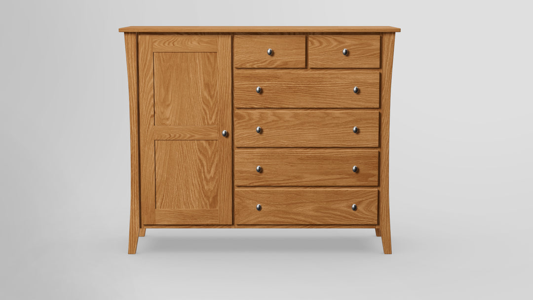 Forest Green 6 Drawer Chest Combo Left Wardrobe