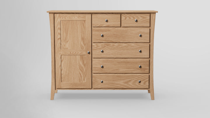 Forest Green 6 Drawer Chest Combo Left Wardrobe
