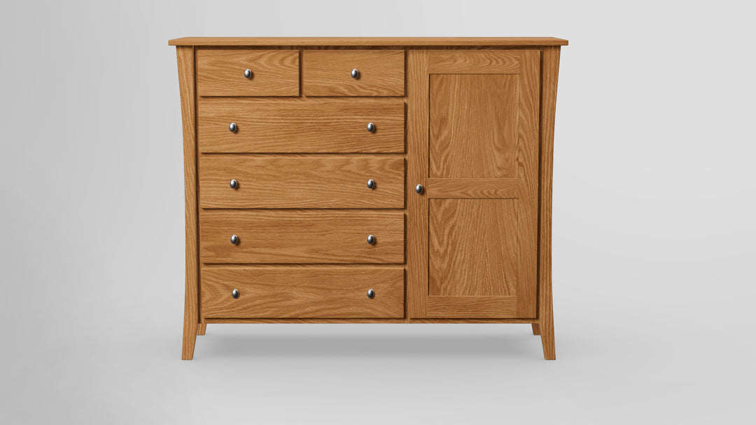 Forest Green 6 Drawer Chest Combo Right Wardrobe