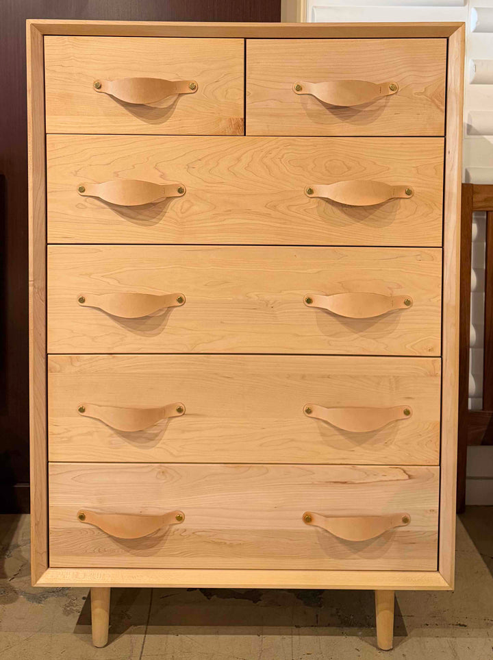 Custom 6 Drawer Chest With Leather Pulls (Floor Model)