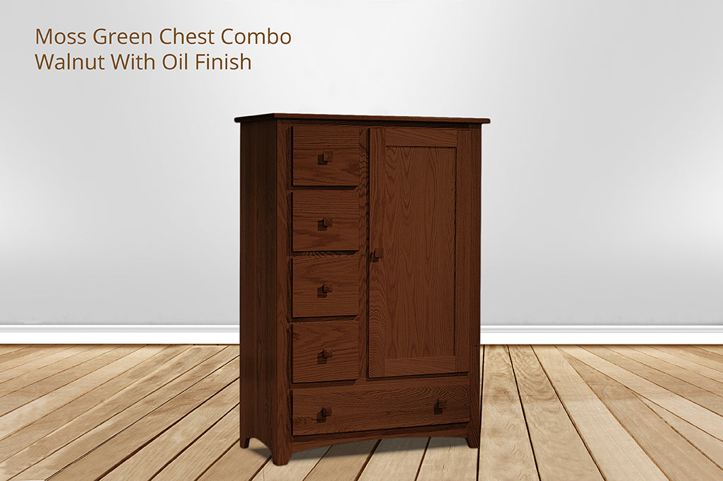 Moss Green 5 Drawer Chest Combo