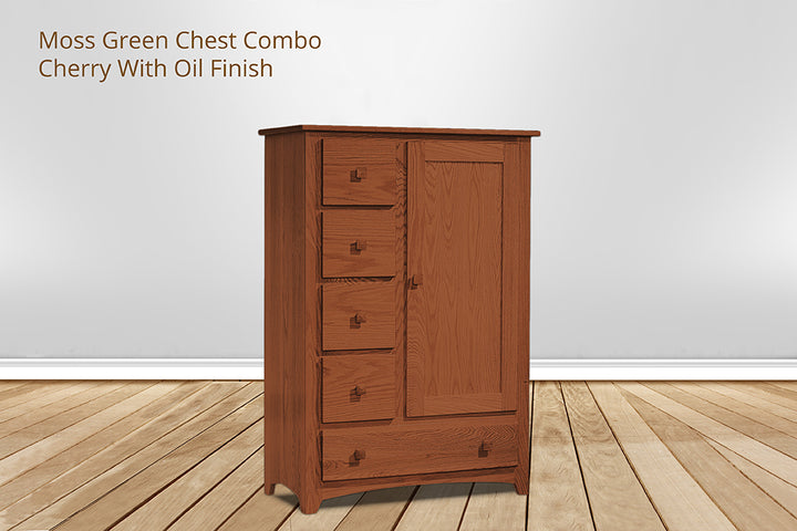 Moss Green 5 Drawer Chest Combo