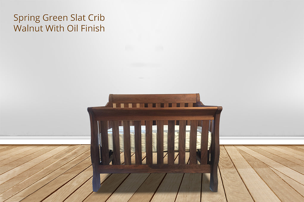 Spring Green Sleigh Slat Crib